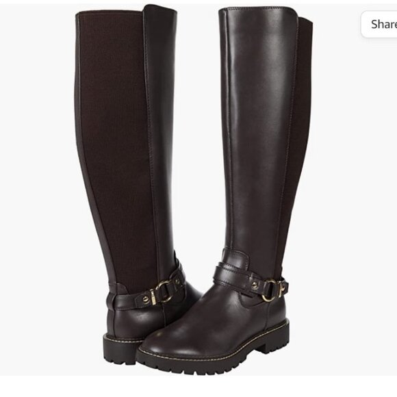 Tommy Hilfiger Jiola Lug Sole Riding Boots BLACK 5.5 NEW Equestrian - Picture 1 of 6